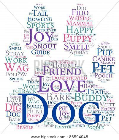 Paw Shaped Dog Word Cloud