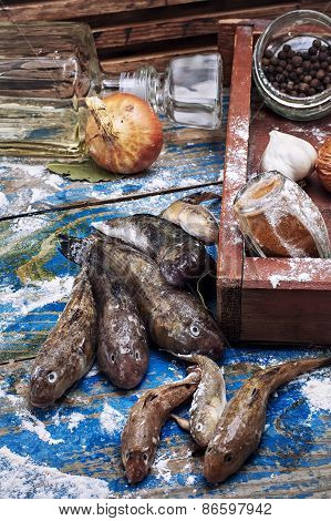 Catch Fish Breed Like In The Metal Plate On The Table Before Cooking