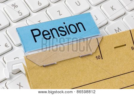 A Brown File Folder Labeled With Pension