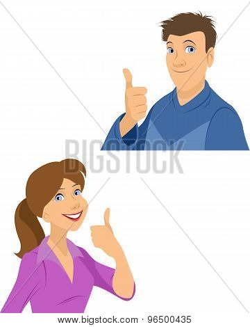 Teenagers Gesturing Thumb
