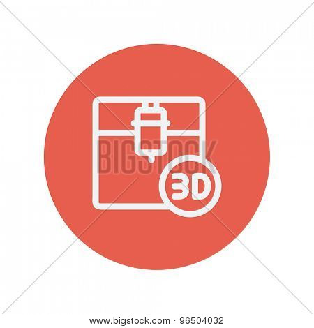 3D printing machine thin line icon for web and mobile minimalistic flat design. Vector white icon inside the red circle.