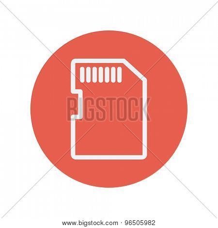 SIM card thin line icon for web and mobile minimalistic flat design. Vector white icon inside the red circle.