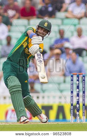 LONDON, ENGLAND - June 19 2013: South Africa's Robin Peterson batting during the ICC Champions Trophy semi final match between England and South Africa at The Oval Cricket Ground