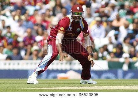 LONDON, ENGLAND - June 07 2013: West Indies Kieron Pollard during the ICC Champions Trophy cricket match between Pakistan and The West Indies at The Oval Cricket Ground.