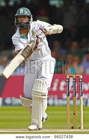 LONDON, ENGLAND. AUGUST 19 2012 South Africa's Hashim Amla during the third Investec cricket  test match between England and South Africa, at Lords Cricket Ground
