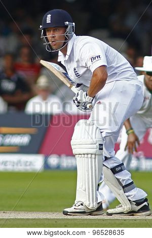 LONDON, ENGLAND. AUGUST 19 2012 England's Jonathan Trott during the third Investec cricket  test match between England and South Africa, at Lords Cricket Ground