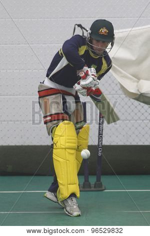 CHESTER LE STREET, ENGLAND. JULY 06 2012:Australia's Matthew Wade,  during the official training and net session prior to the 4th one day international between England and Australia