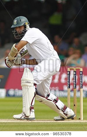 LONDON, ENGLAND. AUGUST 19 2012 South Africa's Hashim Amla during the third Investec cricket  test match between England and South Africa, at Lords Cricket Ground