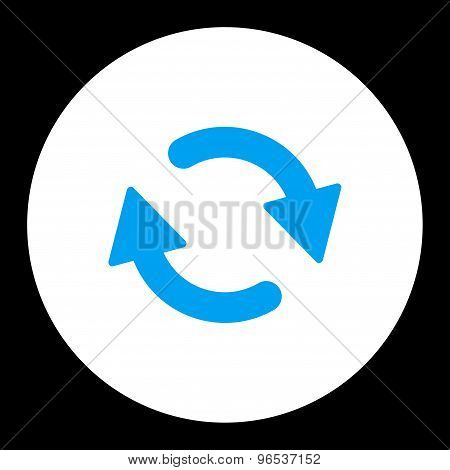 Refresh flat blue and white colors round button