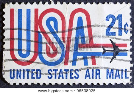 Flag colors of the usa - Isolated on black.