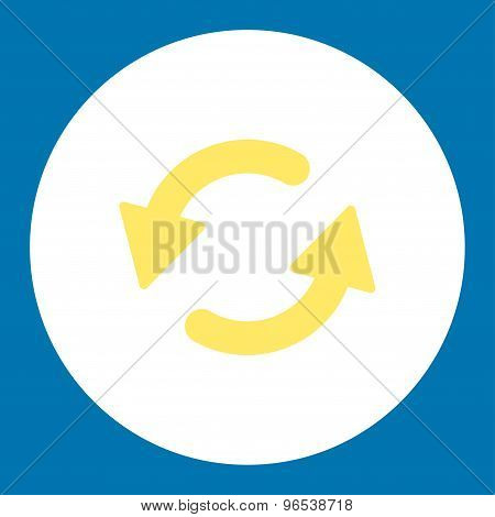 Refresh Ccw flat yellow and white colors round button