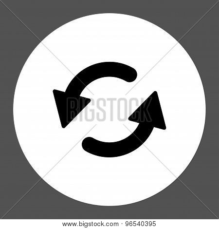 Refresh Ccw flat black and white colors round button