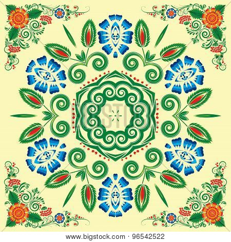 seamless pattern with floral ornament with elements of berries and leaves