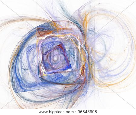 Abstract Fractal Design Square On White. Pencil Drawing.