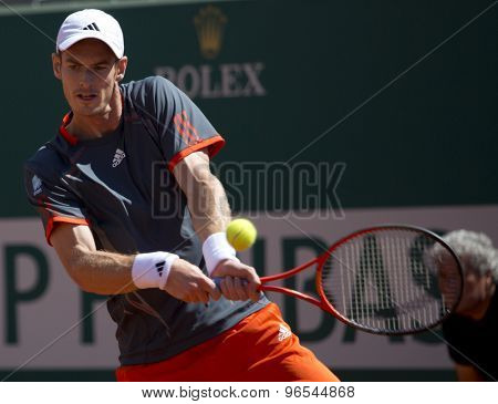 MONTE CARLO, MONACO. APRIL 17 2012 Andy Murray (GBR) in action during the second round match betweenAndy Murray (GBR) and Viktor Troicki (SRB)  at the ATP Monte Carlo Masters  .