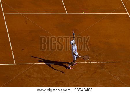 MONTE CARLO, MONACO. APRIL 21 2012 Novak Djokovic (SRB) in action during the semi final singles match between Novak Djokovic (SRB) and Tomas Berdych (CZE) at the ATP Monte Carlo Masters  .