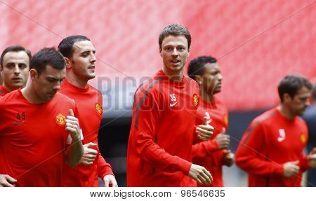 LONDON, ENGLAND. May 27 2011:  The Manchester United team during the official training session for the 2011UEFA Champions League final between Manchester United and FC Barcelona, at Wembley Stadium