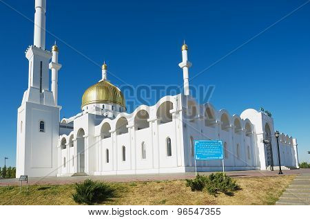 Exterior of the Nur Astana mosque in Astana, Kazakhstan.