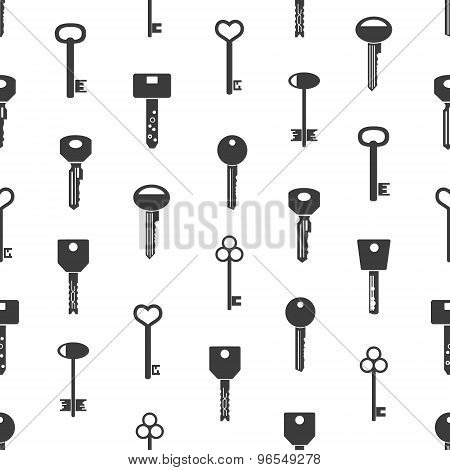 Various Black Keys Symbols For Open A Lock Seamless Pattern Eps10