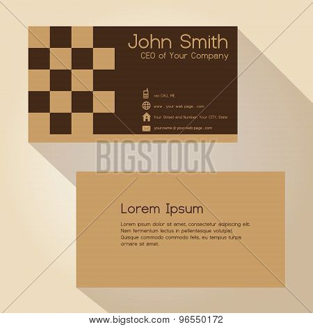 Simple Brown Blocky Simple Business Card Design Eps10
