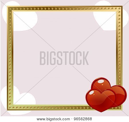 Gold Frame Red Hearts