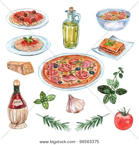 Italian Food Watercolor Set