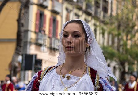 Girl With The Sardinian Typical Costumes