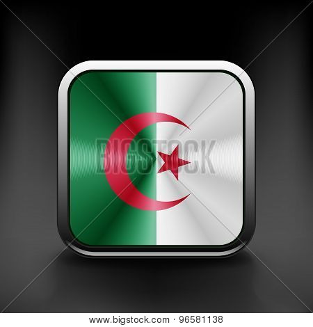 Algeria Flag square glossy button