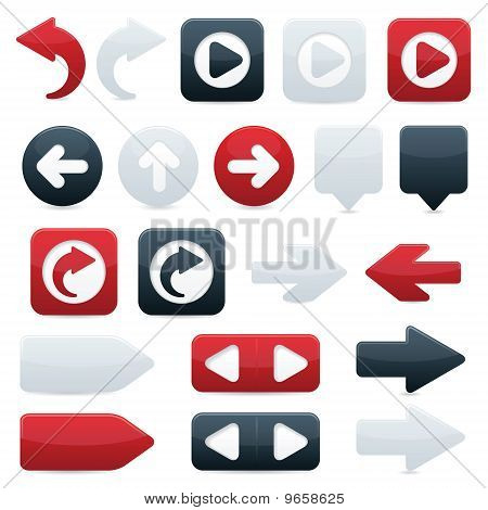 Směrové šipky ikony - černá, červená & bílá