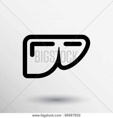 vector illustration of modern b lack icon liver