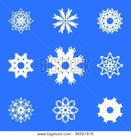 Set of Nine Original Snowflakes.