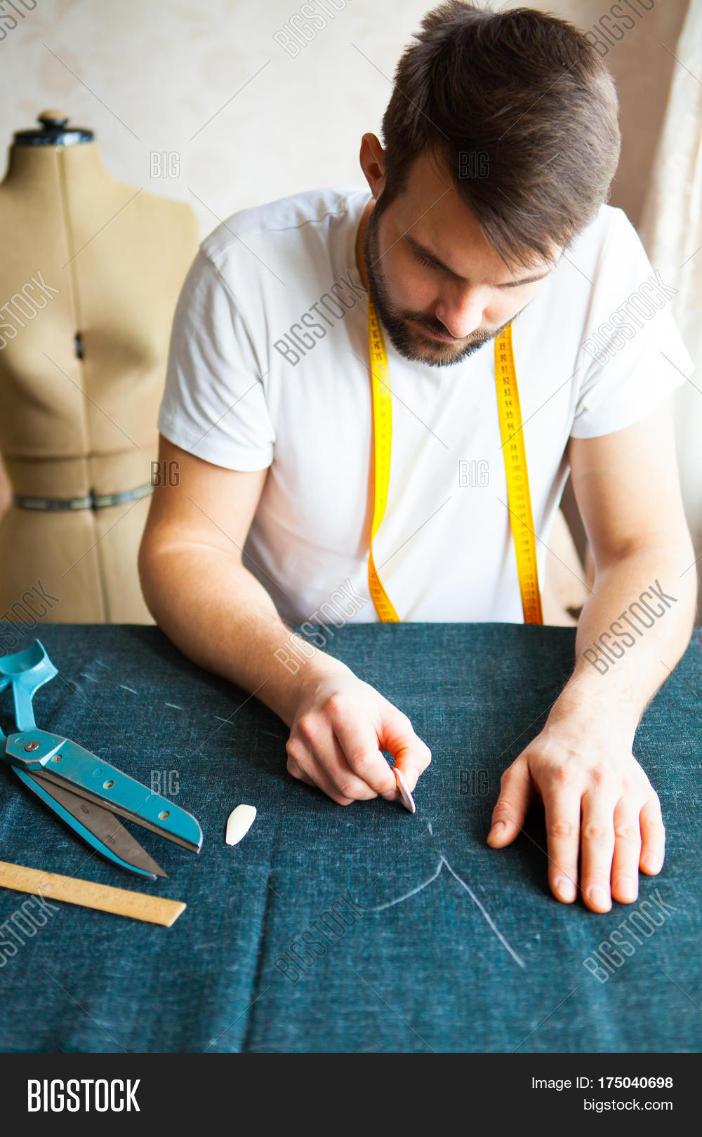 Tailor Man Working His Image & Photo (Free Trial) Bigstock