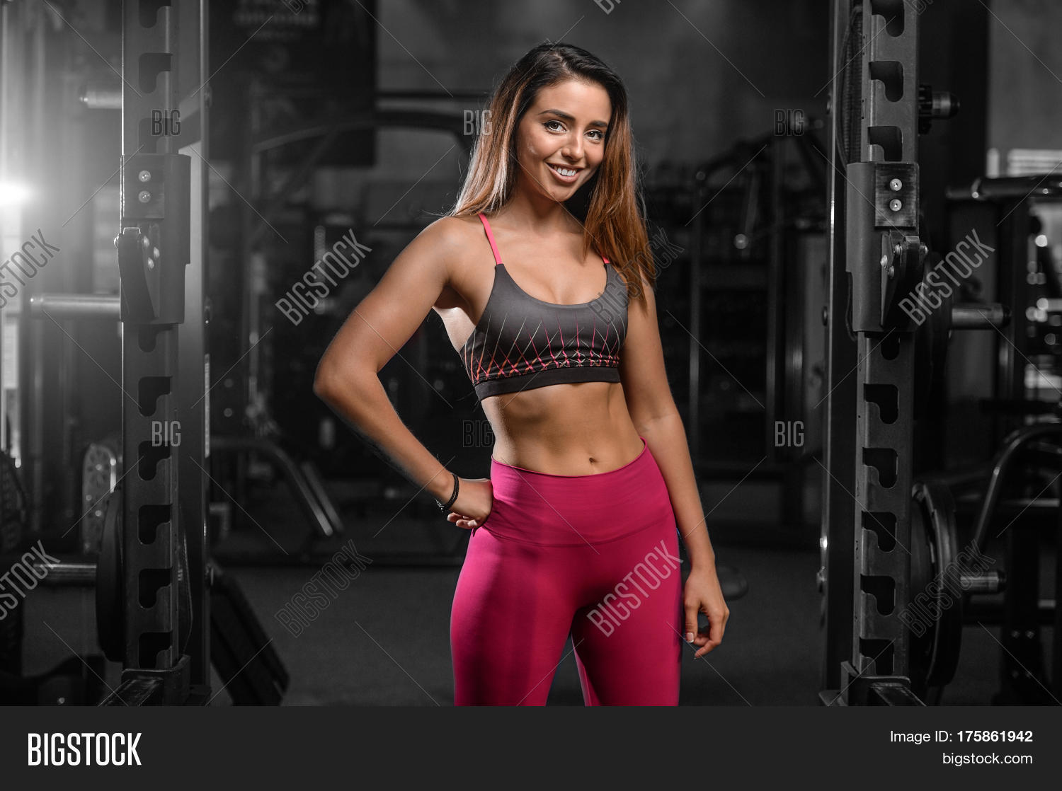 Caucasian Sexy Fitness Female Model In Gym Close Up Abs Caucasian Sexy Fitness Female Model In Gym Close Up Abs