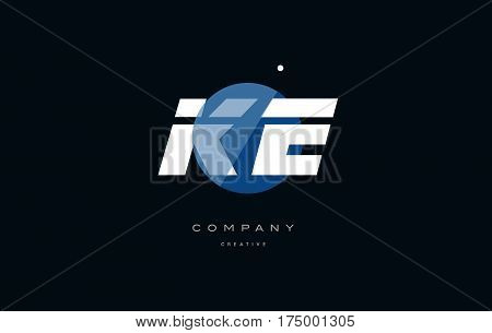 Ke K E  Blue White Circle Big Font Alphabet Company Letter Logo