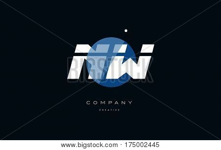 Nw N W  Blue White Circle Big Font Alphabet Company Letter Logo
