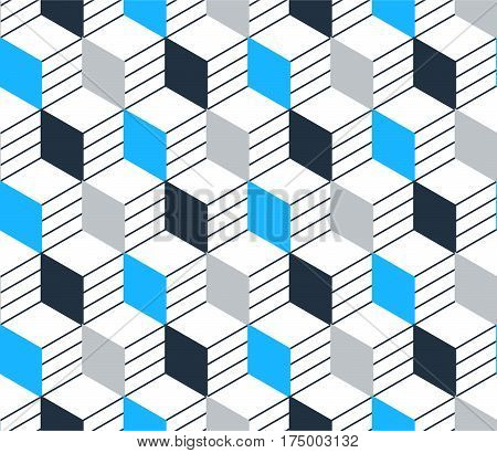 Linear seamless blue pattern, thin lines. Subtle geometric vector background