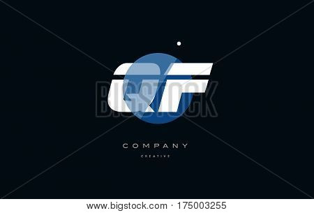 Qf Q F  Blue White Circle Big Font Alphabet Company Letter Logo