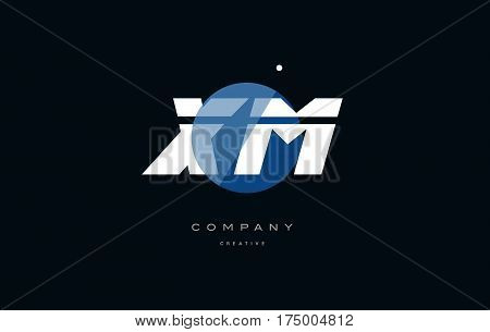 Xm X M  Blue White Circle Big Font Alphabet Company Letter Logo