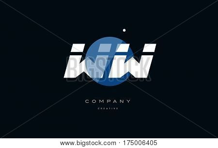 Ww W  Blue White Circle Big Font Alphabet Company Letter Logo