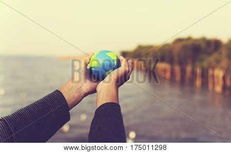 Hands Hold Global Green Environment Ecology