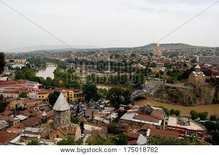 The capital of giorgia Tbilisi top view