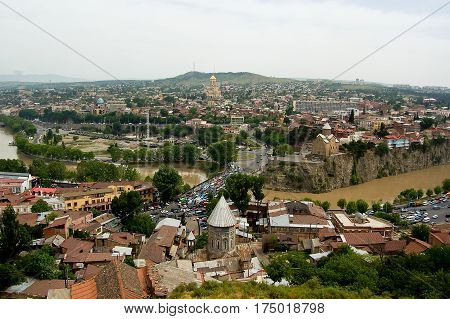 The capital of giorgia Tbilisi top view