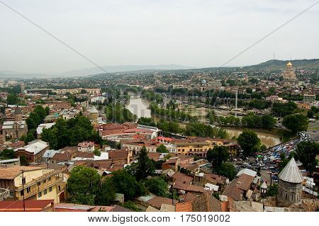The capital of giorgia Tbilisi top view