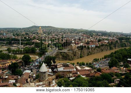 The capital of giorgia Tbilisi top view