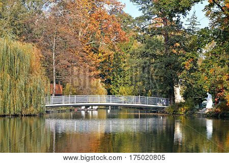 Bridge over the lake in Maksimir park Zagreb Croatia