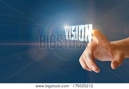 Businessman Clicks The Word Vision .