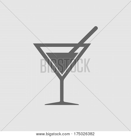 Cocktail vector icon EPS 10. Drink with straw simple isolated symbol.