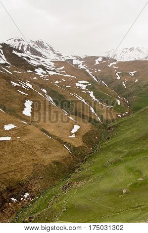 Caucasus mountains views from giorgia near russia