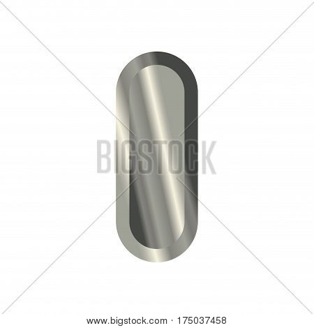 Letter I Steel Font. Metal Alphabet Sign. Iron Abc Symbol. Chromium Lettering. Silver Typography