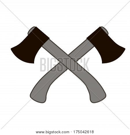 two crossed ax with a white background